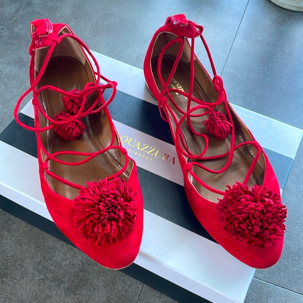 Aquazzura Sunshine Flat. Size 41. Red.
